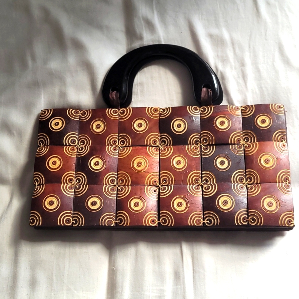 Unique  carved wood purse